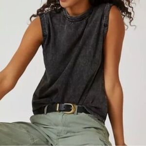 Anthropologie pilcro black acid wash roll  Black Top NWT size XS